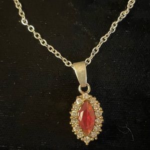 💎 4 for $20💎 Handmade Rubelite & Zircon Pendant, chain. From India